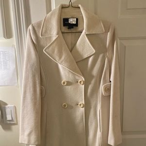 Winter white knee length pea coat